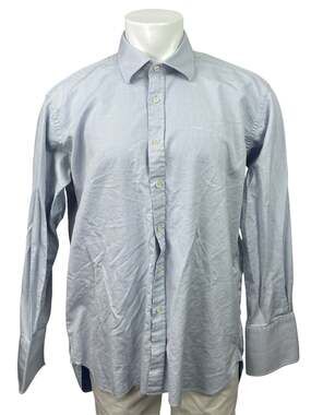 Charles Tyrwhitt Men's Blue Dots Long Sleeve Collared Button Down Shirt Top 44